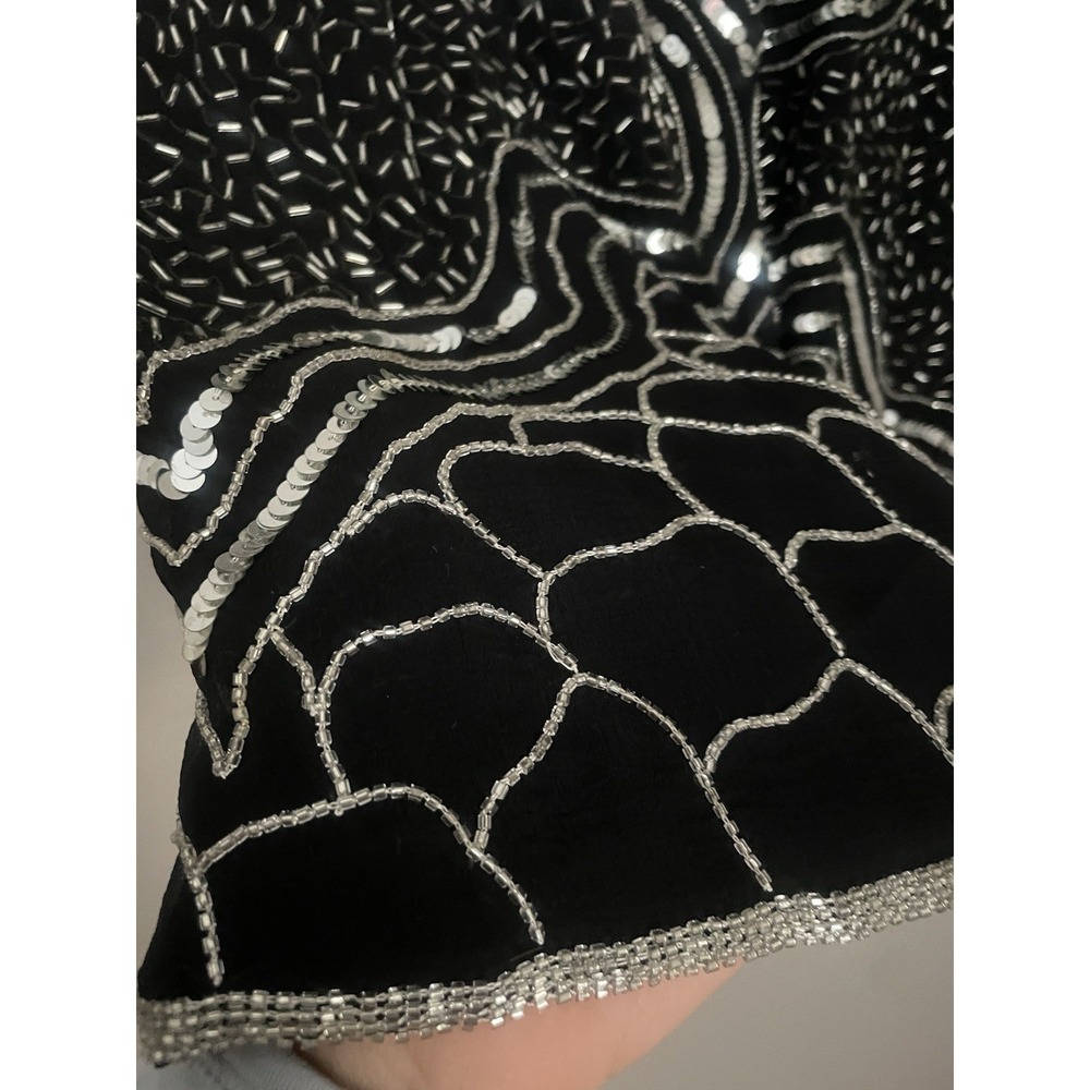 Vintage Judith Ann Creations M Skirt Gadsby Black Silk Sequin 20s Flapper NYE - Picture 4 of 10